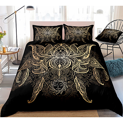 

Duvet Cover Sets 3 Piece Rayon / Polyester 3D Rainbow Reactive Print Bohemian Style