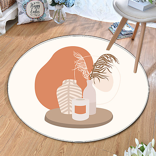 

Round 5mm Area Rugs Machine Made Polyster Non Skid Modern 3D