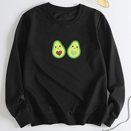 

Women's Unisex Pullover Sweatshirt Fruit Print Casual Hot Stamping Casual Hoodies Sweatshirts Loose Yellow Light Grey White
