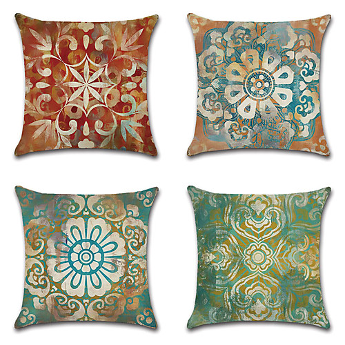 

Vintage Boho Double Side Cushion Cover 4PC Soft Decorative Square Throw Pillow Cover Cushion Case Pillowcase for Bedroom Livingroom Superior Quality Machine Washable Outdoor Cushion for Sofa Couch Bed Chair