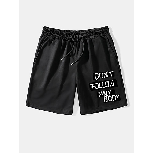 

Men's Casual / Sporty Streetwear Comfort Breathable Soft Daily Weekend Chinos Shorts Pants Graphic Prints Letter Above Knee Drawstring Pocket Elastic Waist Black Green
