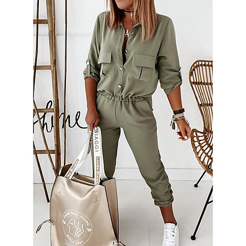 

Women's Casual 2021 Bean Green Jumpsuit Solid Color