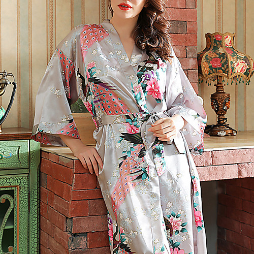 

Women's Robes Suits Pajamas Cut Out Mesh Lace Solid Colored Geometric Spandex Polyester Casual Daily Wear Home Long Sleeve Belt Included / Sexy