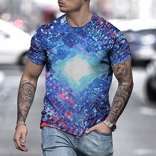 

Men's Tee T shirt Shirt 3D Print Graphic Rendering Plus Size Short Sleeve Casual Tops Basic Designer Slim Fit Big and Tall A B C