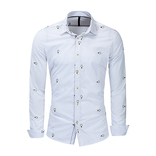 

Men's Shirt bulb Button-Down Long Sleeve Casual Tops 100% Cotton Lightweight Casual Fashion Breathable White