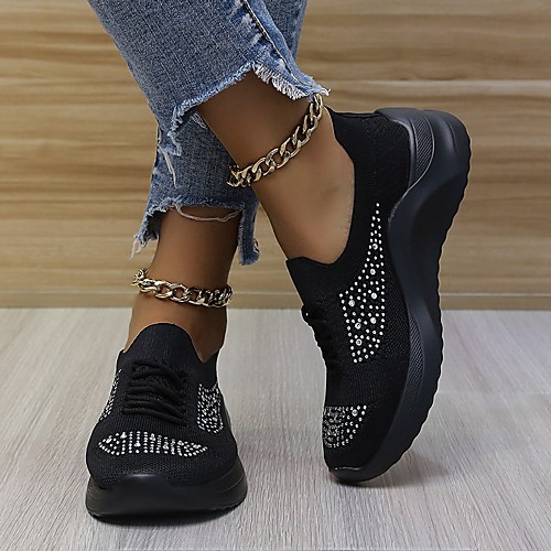 

Women's Trainers Athletic Shoes Wedge Heel Round Toe Synthetics Rhinestone Solid Colored Red Pink White