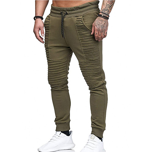

Men's Athleisure Sports Sports Pants Pants Solid Color Full Length Sporty ArmyGreen Wine Light Grey Black Dark Gray