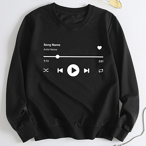 

Women's Pullover Sweatshirt Text Letter Casual Other Prints Casual Hoodies Sweatshirts Loose Yellow Light Grey White