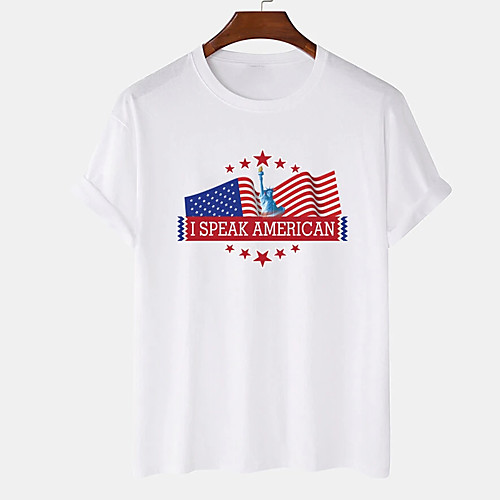 

Men's Unisex Tee T shirt Hot Stamping Graphic Prints Flag Plus Size Print Short Sleeve Casual Tops Cotton Basic Designer Big and Tall White Black Khaki