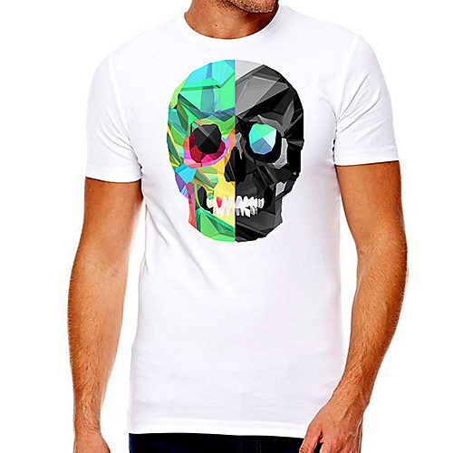

Men's Unisex Tee T shirt Hot Stamping Graphic Prints Skull Plus Size Print Short Sleeve Casual Tops Cotton Basic Designer Big and Tall White