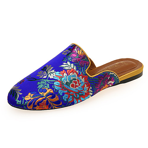 

Women's Clogs & Mules Flat Heel Closed Toe Cotton Color Block White Black Blue