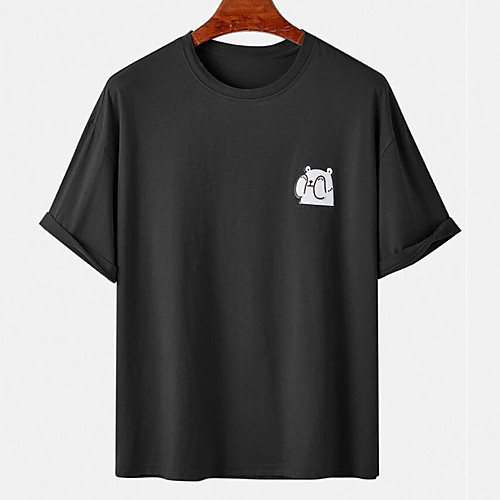 

Men's Unisex Tee T shirt Hot Stamping Graphic Prints Bear Animal Plus Size Print Short Sleeve Casual Tops Cotton Basic Designer Big and Tall White Black