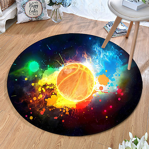 

Round 5mm Area Rugs Machine Made Polyster Non Skid Modern 3D
