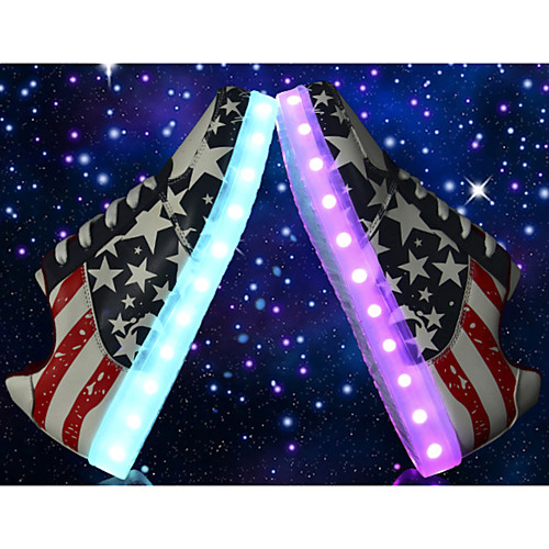 

Men's Couples Light Up Sneakers LED Shoes American Flag National Flag Sporty Casual Party & Evening Outdoor Walking Shoes PU Leather Blue Dark Blue Spring Summer