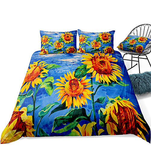

Duvet Cover Sets 3 Piece Rayon / Polyester 3D Rainbow Reactive Print Bohemian Style