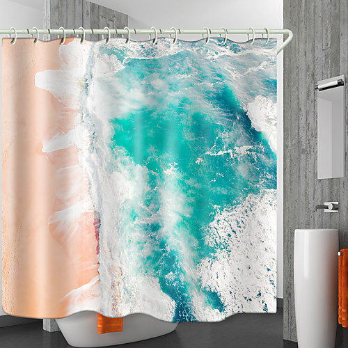 

Spray Beach Series Digital Printing Shower Curtain Shower Curtains Hooks Modern Polyester New Design 72 Inch