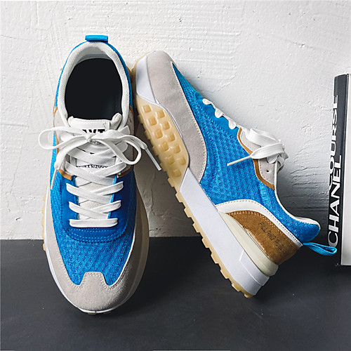 

Men's Trainers Athletic Shoes Sporty Daily PU Elastic Fabric Breathable Non-slipping Wear Proof Blue Gray Black Spring Summer