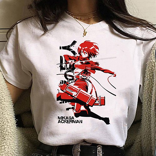 

Inspired by Attack on Titan Cosplay Anime Cartoon Polyester / Cotton Blend Print Harajuku Graphic Kawaii T-shirt For Women's / Men's