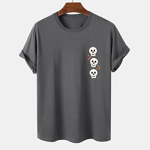 

Men's Unisex Tee T shirt Hot Stamping Graphic Prints Skull Plus Size Print Short Sleeve Casual Tops Cotton Basic Designer Big and Tall Black Dark Gray