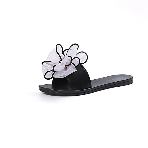 

Women's Sandals Flat Heel Open Toe PVC Bowknot Floral Almond Green / Blue Light Red