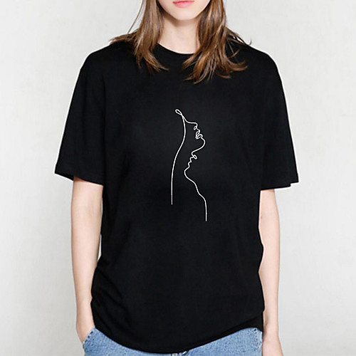 

Women's Abstract Geometric T shirt Geometric Print Round Neck Sexy Tops White Red Blushing Pink