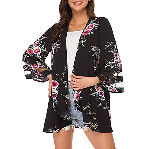 

Women's Swimsuit Cover Up Beach Top Swimsuit Floral Solid Color Blue Blushing Pink Wine Gray Khaki Swimwear Tunic Shirt Bathing Suits New Casual Vacation / Padless
