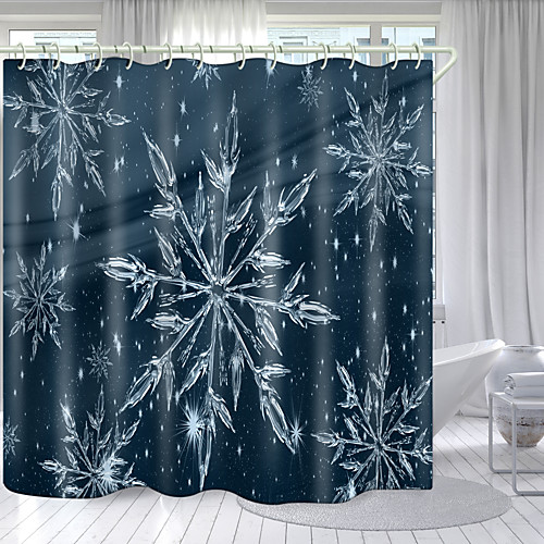 

Ice Crystal Snowflake Series Digital Printing Shower Curtain Shower Curtains Hooks Modern Polyester New Design 72 Inch