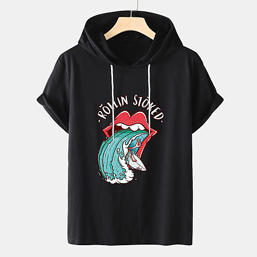 

Men's Unisex Tee T shirt Hot Stamping Graphic Prints Mouth Plus Size Short Sleeve Casual Tops Cotton Basic Designer Big and Tall White Black Orange