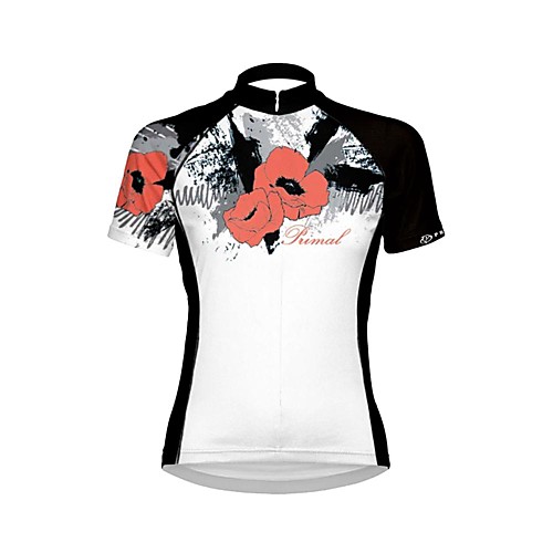 

21Grams Women's Short Sleeve Cycling Jersey Summer Spandex Polyester Black / Red Floral Botanical Bike Jersey Top Mountain Bike MTB Road Bike Cycling Quick Dry Breathable Back Pocket Sports Clothing