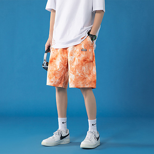 

Men's Stylish Sporty Casual / Sporty Streetwear Comfort Daily Sports Shorts Pants Tie Dye Knee Length Classic Print Blue Blushing Pink Orange Green
