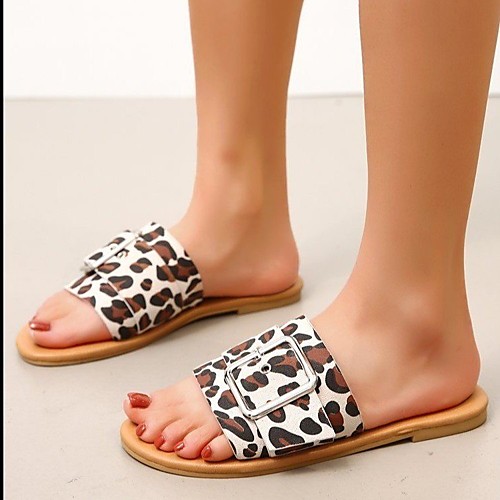 

Women's Sandals Flat Heel Round Toe PU Solid Colored Black Coffee