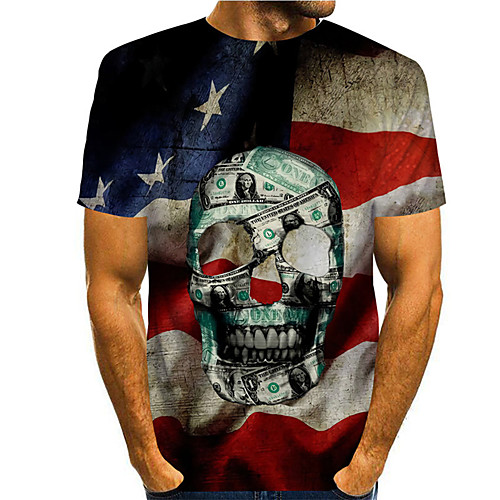 

Men's Tee T shirt 3D Print Graphic Prints Skull Print Short Sleeve Daily Tops Casual Designer Big and Tall Blue