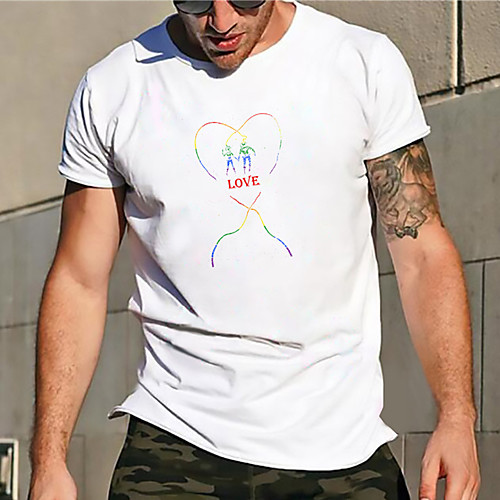 

Men's Unisex Tee T shirt Hot Stamping Heart Graphic Prints Plus Size Print Short Sleeve Casual Tops Basic Designer Big and Tall White