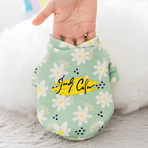 

Dog Costume Sweatshirt Daisy Floral For Indoor and Outdoor Use Casual / Daily Outdoor Winter Dog Clothes Puppy Clothes Dog Outfits Warm Green Costume for Girl and Boy Dog Polyester XS S M L XL 2XL
