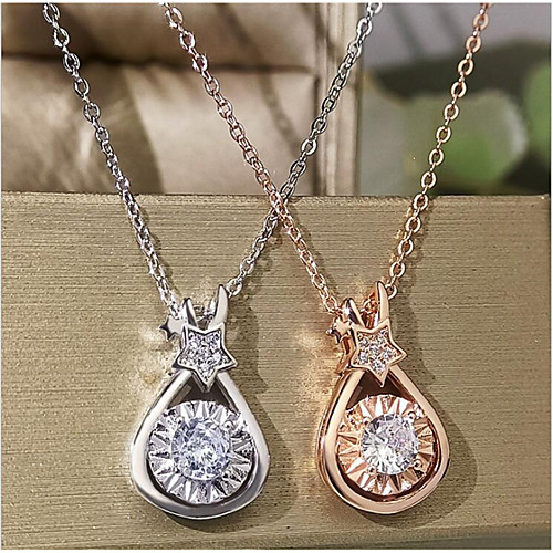 

Women's Cubic Zirconia Pendant Necklace Classic Floral / Botanicals Fashion Copper Rose Gold White 455 cm Necklace Jewelry 1pc For Anniversary Prom Birthday Party Festival