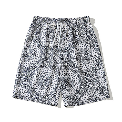 

Men's Casual Chino Quick Dry Sports Loose Leisure Sports Going out Chinos Bermuda shorts Pants Flower / Floral Bandana Short Elastic Waist Print White / Summer / Elasticity