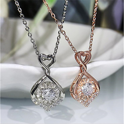 

Women's Cubic Zirconia Pendant Necklace Classic Heart Fashion Copper Rose Gold White 455 cm Necklace Jewelry 1pc For Anniversary Gift Birthday Party Festival