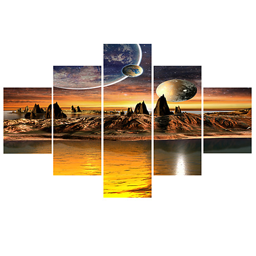 

5 Panels Wall Art Poster Prints Painting Artwork Picture HD Printing Self Adhere Scenery Earth Star Home Decoration Décor Rolled Canvas No Frame Unframed Unstretched
