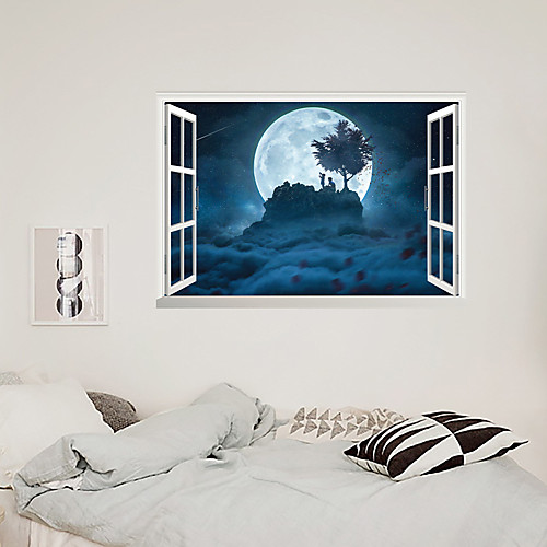 

3D False Window Moon Hillside Home Children's Room Background Decoration Can Be Removed Stickers
