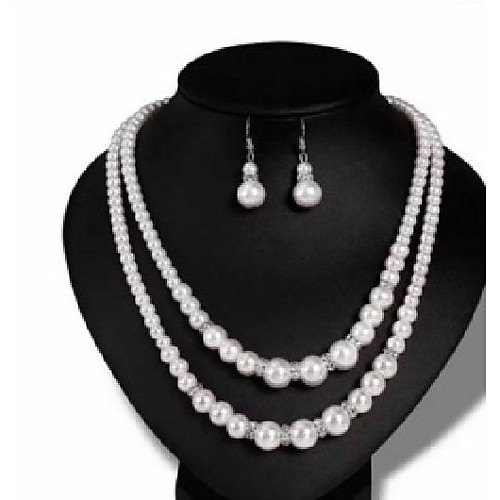 

pearl jewelry set classic diamond ring pearl necklace bridal set