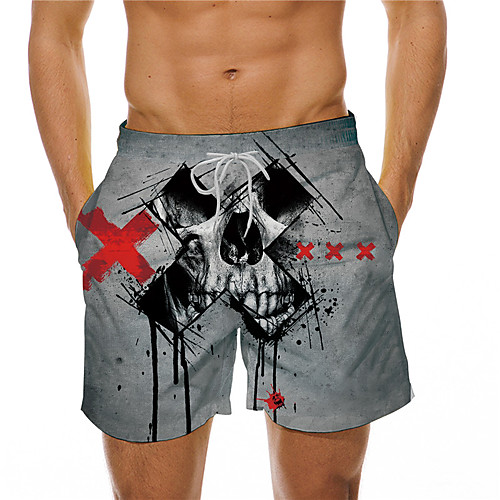 

Men's Designer Casual / Sporty Big and Tall Quick Dry Breathable Soft Holiday Beach Swimming Pool Shorts Bermuda shorts Swim Trucks Pants Graphic Prints Skull Short Drawstring Elastic Drawstring