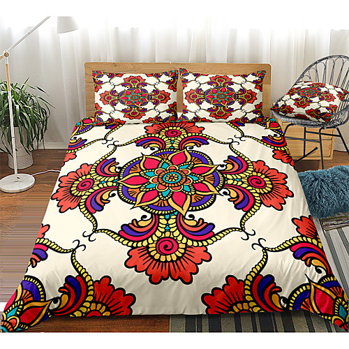 

Duvet Cover Sets 3 Piece Rayon / Polyester 3D Rainbow Reactive Print Bohemian Style