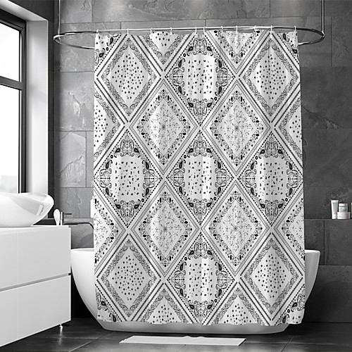 

Waterproof Fabric Shower Curtain Bathroom Decoration and Modern and Striped and Geometric 72 Inch
