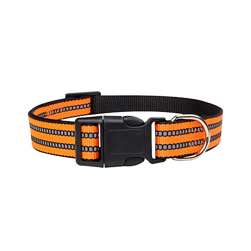

Dog Collar Reflective Solid Colored Nylon Red Blue Green Orange Black