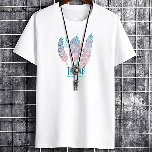 

Men's Unisex Tee T shirt Hot Stamping Graphic Prints Leaves Plus Size Zero two Print Short Sleeve Casual Tops Cotton Basic Designer Big and Tall White Black Gray