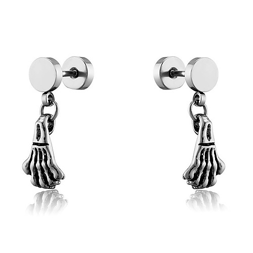 

Men's Earrings Classic Holiday Birthday Stylish Simple Stainless Steel Earrings Jewelry Silver For Street Formal Date Festival 1pc