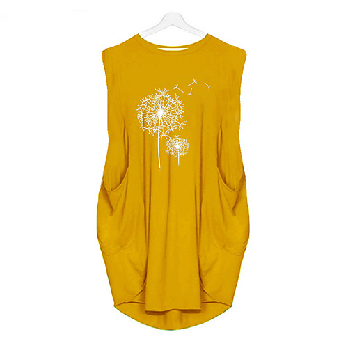 

Women's T Shirt Dress Tee Dress Knee Length Dress Blue Yellow Fuchsia Gray Green White Black Sleeveless Print Summer Round Neck Casual Oversized 2021 S M L XL XXL 3XL 4XL 5XL
