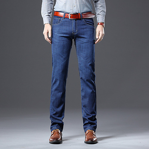 

Men's Stylish Sporty Casual / Sporty Streetwear Comfort Daily Sports Pants Jeans Trousers Pants Solid Color Full Length Pocket Blue