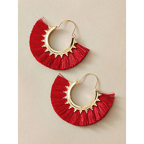 

Fan-shaped Ethnic Style Exaggerated Tassel Earrings Women