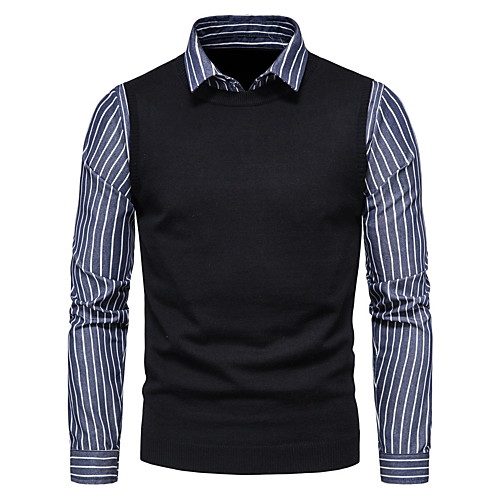 

Men's Stripe Striped Sweater Long Sleeve Sweater Cardigans Stand Collar Black Gray